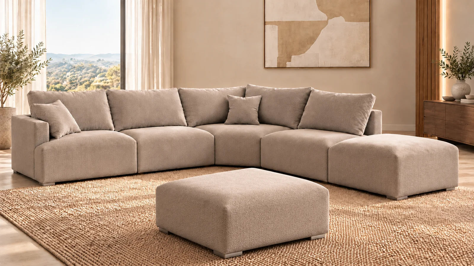 Benedict angolare con pouf coordinato 80 × 80 cm