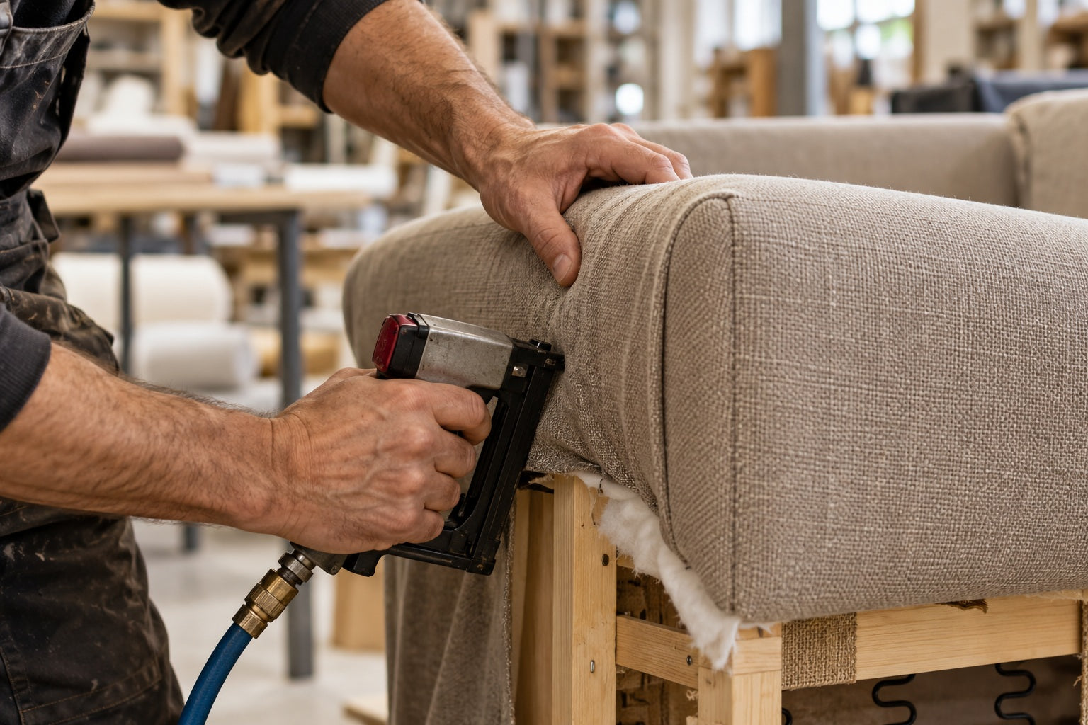 Dettaglio della lavorazione artigianale del divano